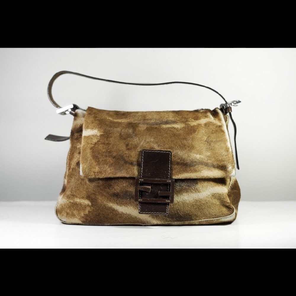 Fendi baguette brown fur bag